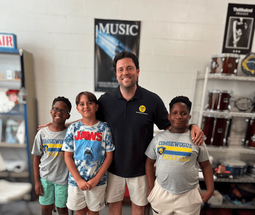 Michael Mingoia teaching a guitar lesson at his music school in Patchogue, NY